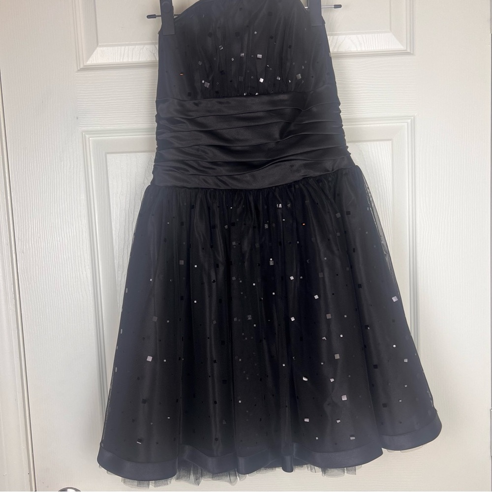 Vintage Y2K Jessica McClintock Gunne Sax Size 7 Dress Black Strapless Dress